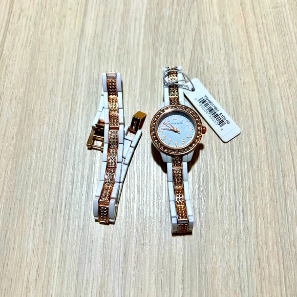 Tahari Rose Gold & White Watch and Bracelet Set - Picture 2 of 4